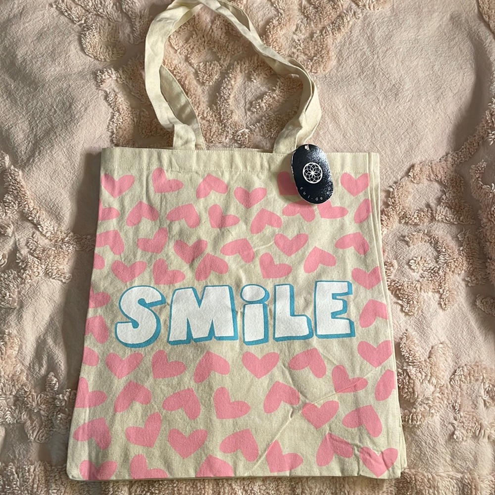 Pink Hearts & Smile Tote Bag